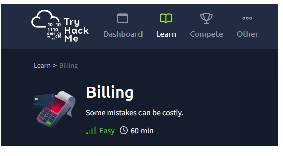 Pantalla inicial del análisis de escalada de privilegios con Fail2Ban en TryHackMe Billing